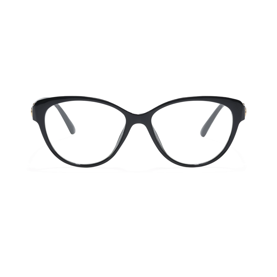 Front view of Delyth cat eye tr90 eyeglasses CR0302509 in black